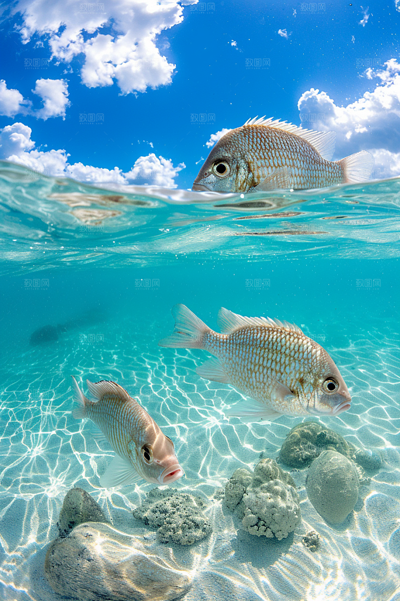 海洋鱼类大海彩色摄影图