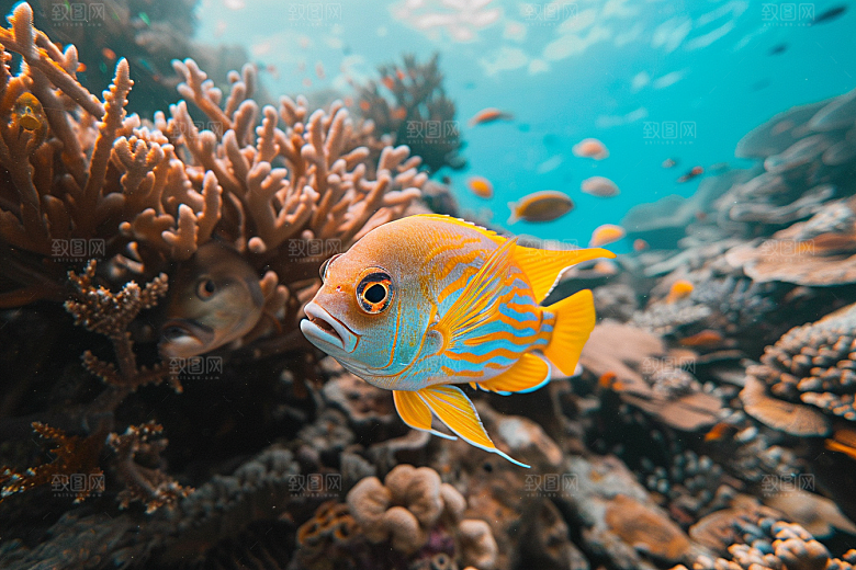 海洋鱼类缤纷海水摄影图