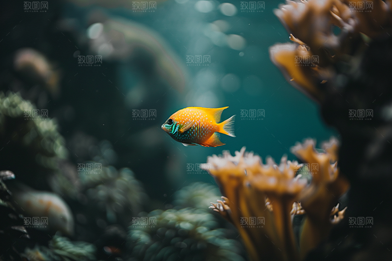 海洋鱼类珊瑚礁缤纷摄影图
