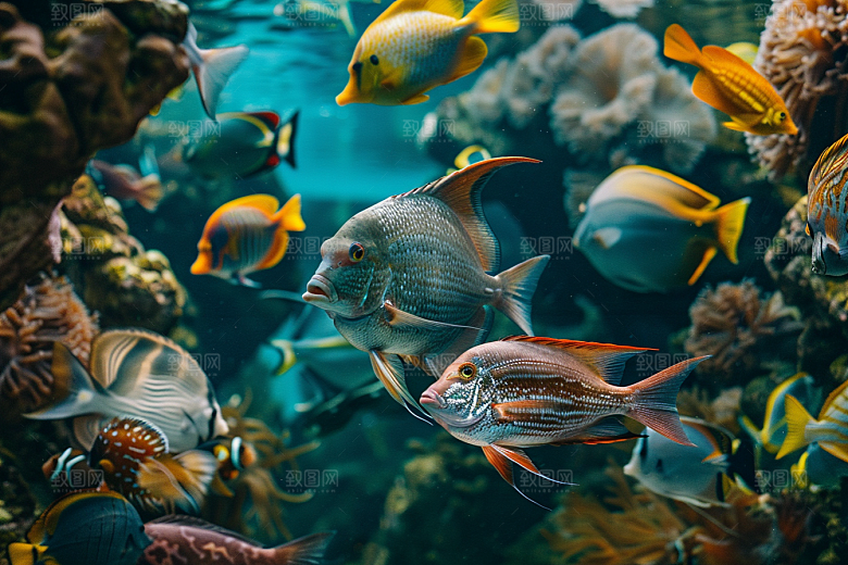 海洋鱼类缤纷海水摄影图