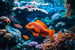海洋鱼类珊瑚礁缤纷摄影图