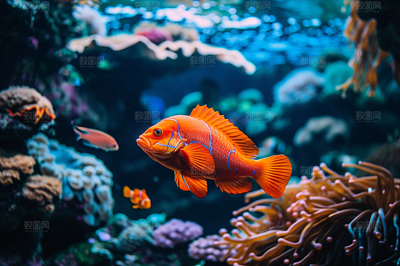 海洋鱼类珊瑚礁缤纷摄影图