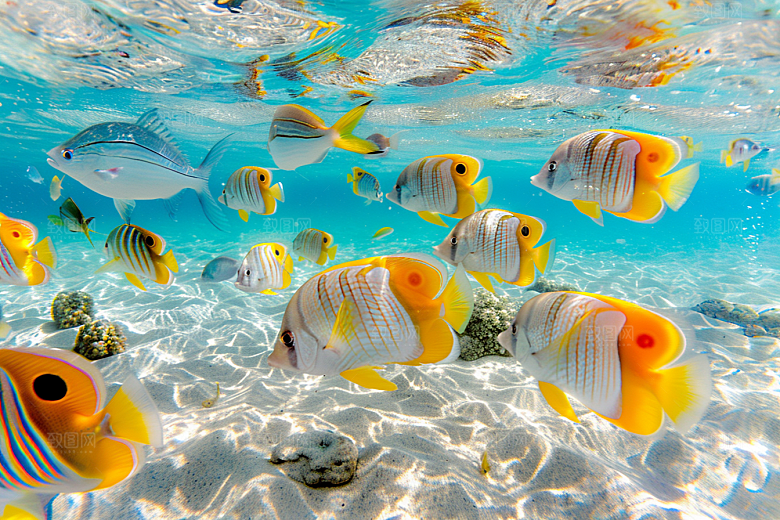 海洋鱼类浮潜大海摄影图