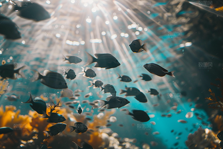 海洋鱼类浮潜高清摄影图