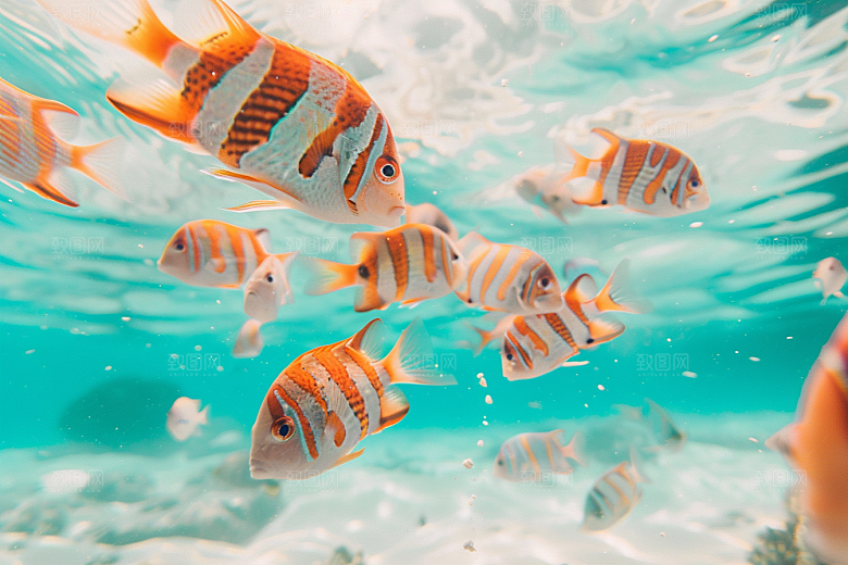 海洋鱼类浮潜缤纷摄影图