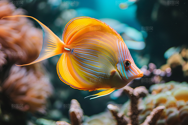 海洋鱼类自然鱼群摄影图