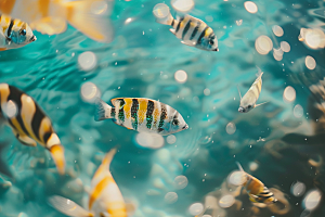 海洋鱼类缤纷热带鱼摄影图