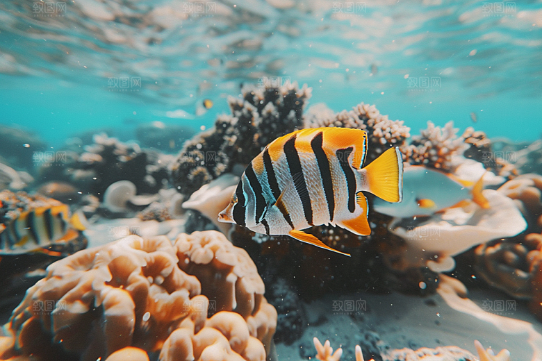 海洋鱼类浮潜大海摄影图