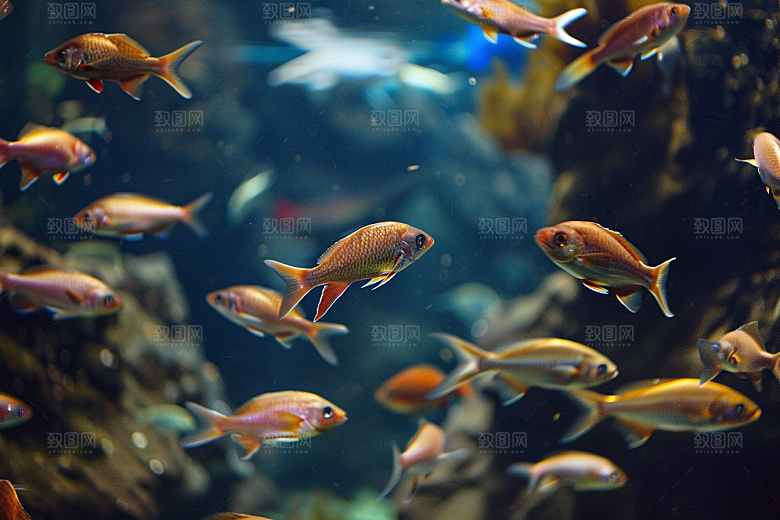 海洋鱼类海水浮潜摄影图