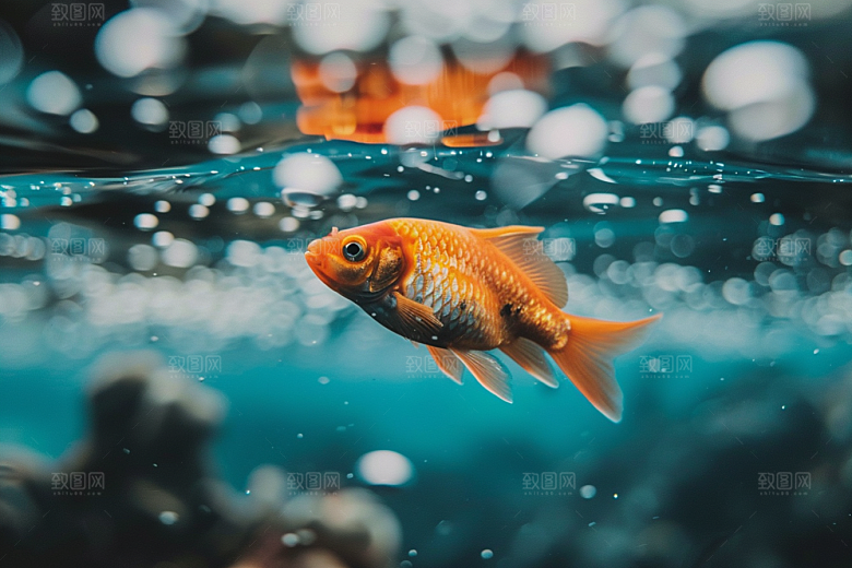 海洋鱼类浮潜海水摄影图