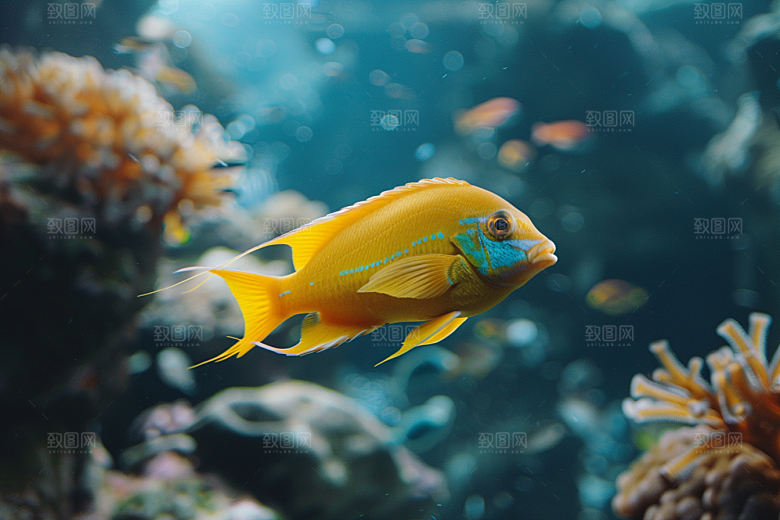 海洋鱼类浮潜自然摄影图