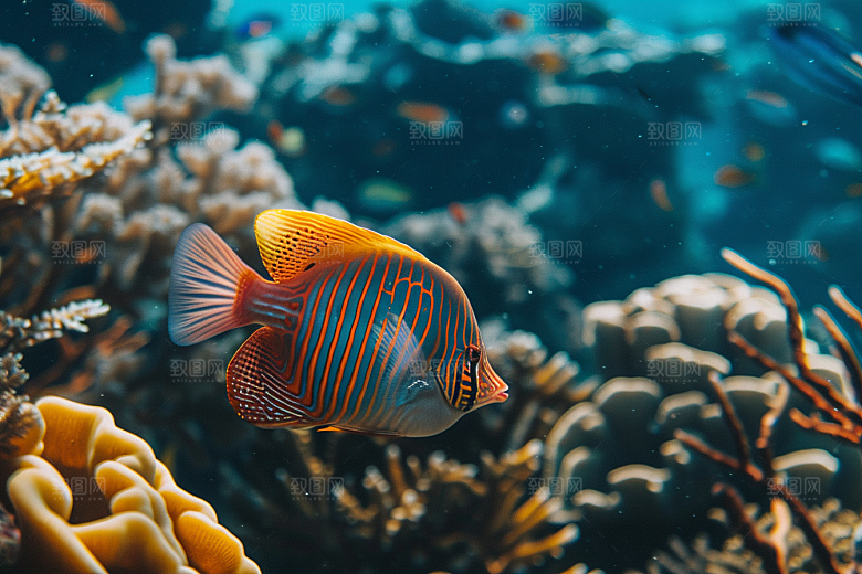 海洋鱼类热带鱼浮潜摄影图