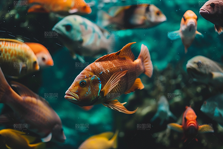 海洋鱼类鱼群海底世界摄影图