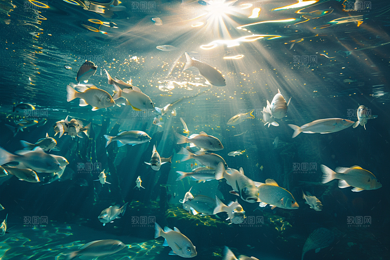 海洋鱼类浮潜彩色摄影图