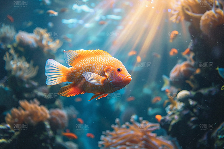 海洋鱼类珊瑚礁缤纷摄影图