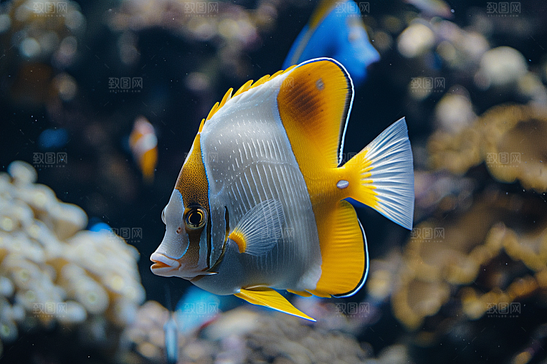 海洋鱼类热带鱼浮潜摄影图
