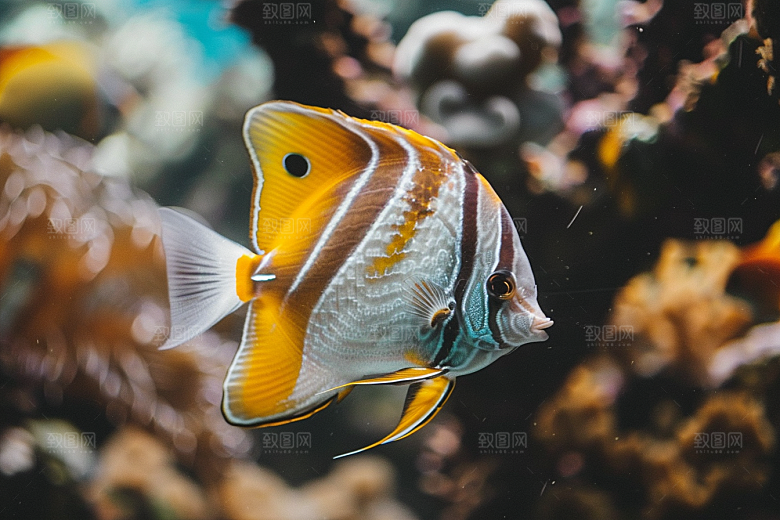 海洋鱼类彩色热带鱼摄影图
