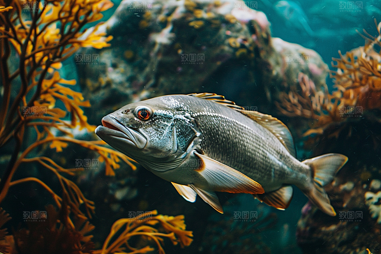 海洋鱼类浮潜彩色摄影图