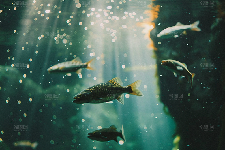 海洋鱼类鱼群高清摄影图