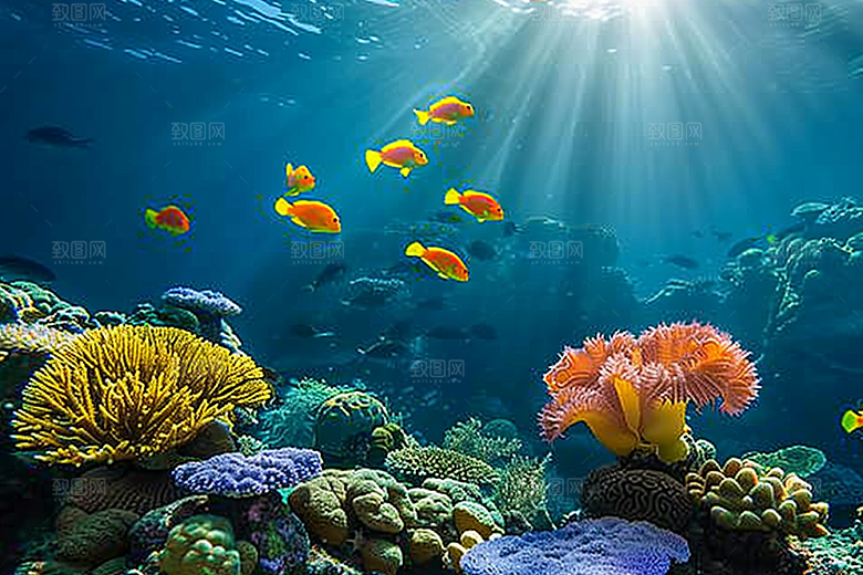 海洋鱼类自然大海摄影图