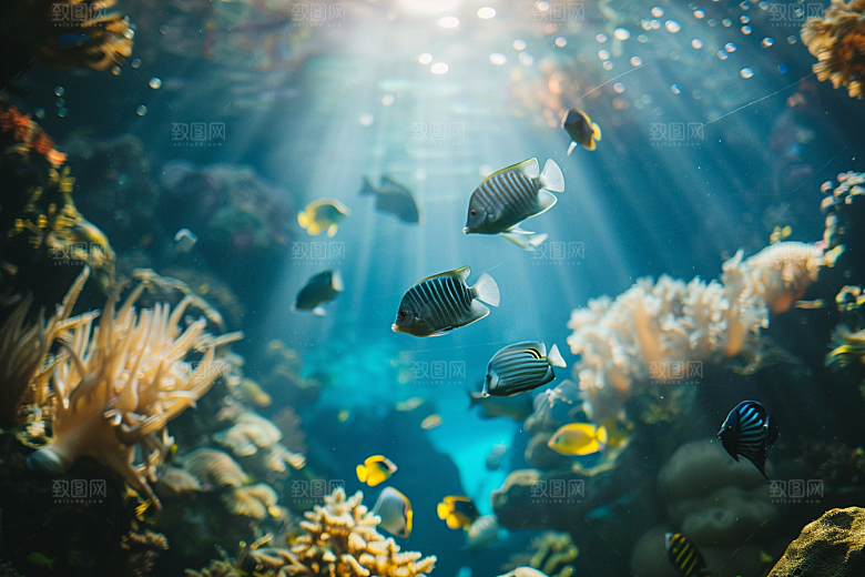 海洋鱼类鱼群海鱼摄影图