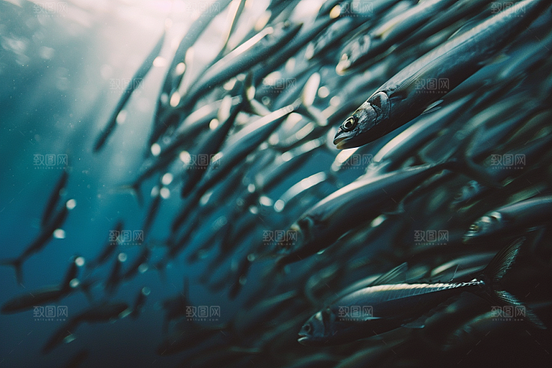 海洋鱼类海鱼鱼群摄影图