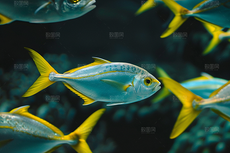 海洋鱼类鱼群环保摄影图