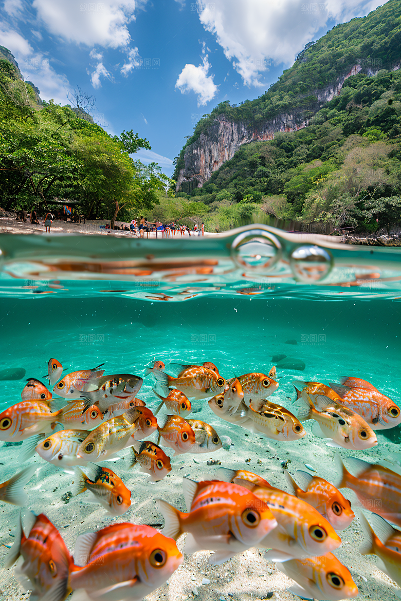 海洋鱼类鱼群海底世界素材