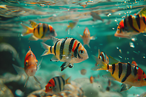 海洋鱼类鱼群环保素材