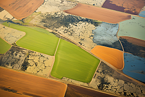 航拍田野大规模种植耕作摄影图