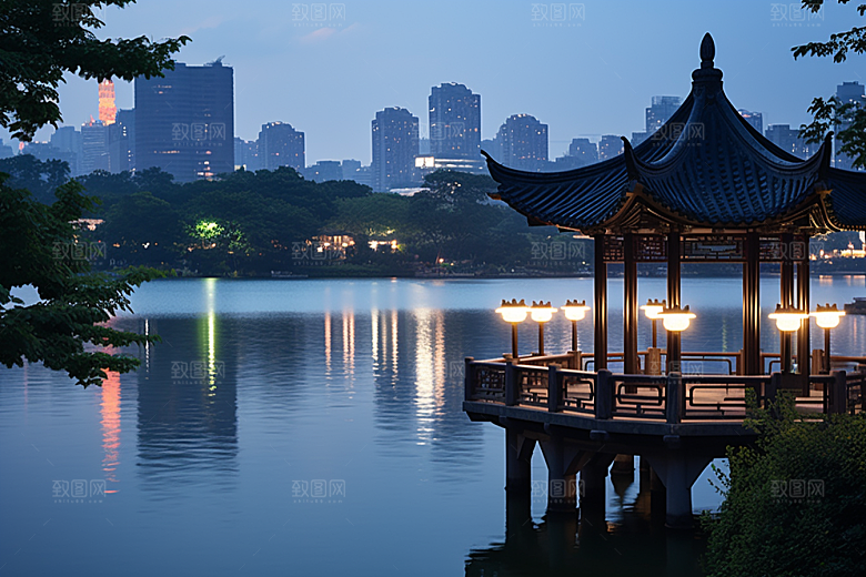 杭州城市风光西湖旅游摄影图