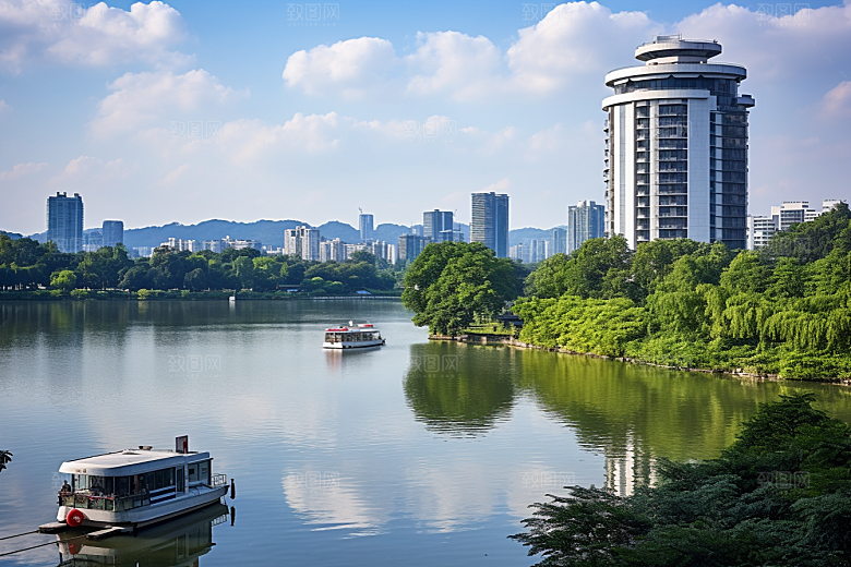 杭州城市风光西湖地标摄影图