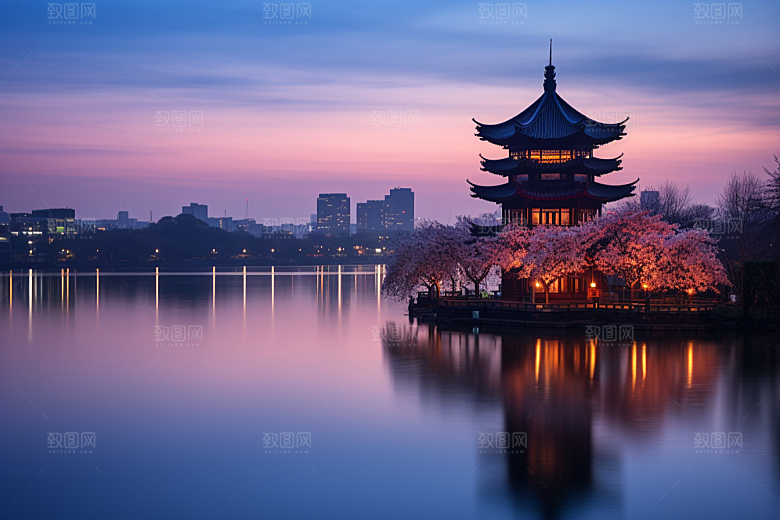 杭州城市风光旅游山水摄影图