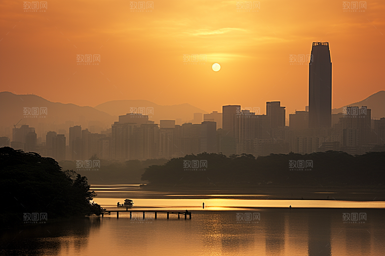 杭州城市风光高清传统景点摄影图