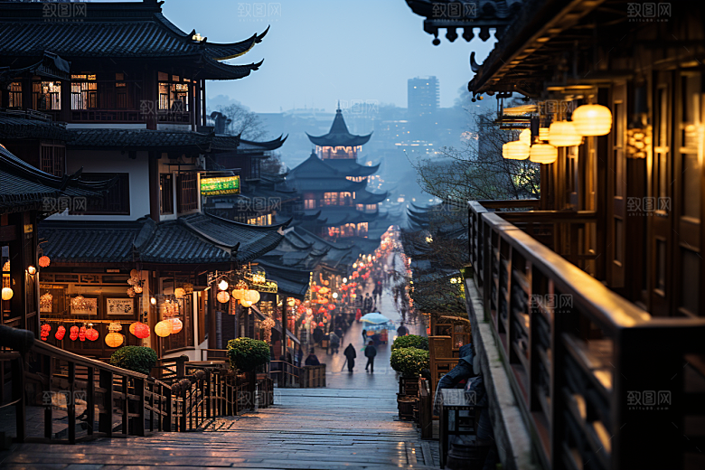 杭州城市风光高清传统景点摄影图