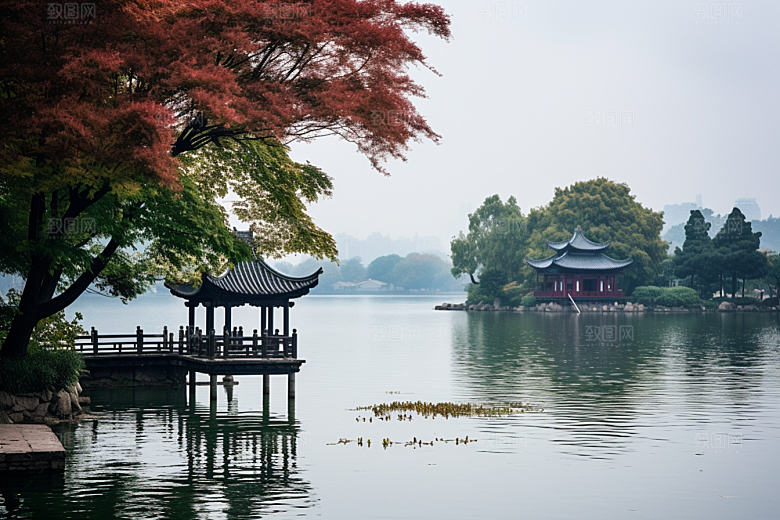 杭州城市风光西湖山水摄影图