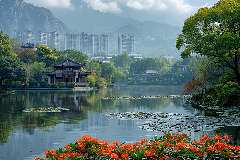 杭州城市风光西湖高清摄影图