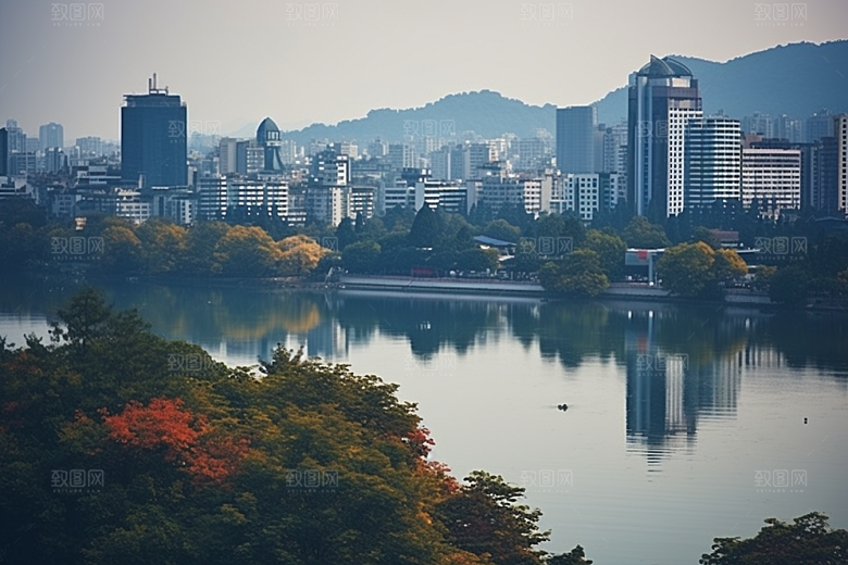 杭州城市风光地标高清摄影图