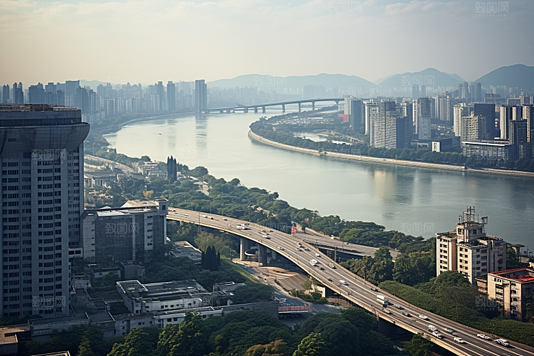 杭州城市风光旅游传统景点摄影图