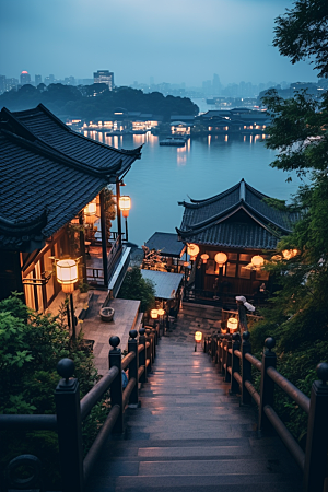 杭州城市风光传统景点旅游摄影图