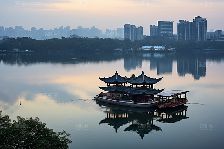 杭州城市风光旅行地标摄影图
