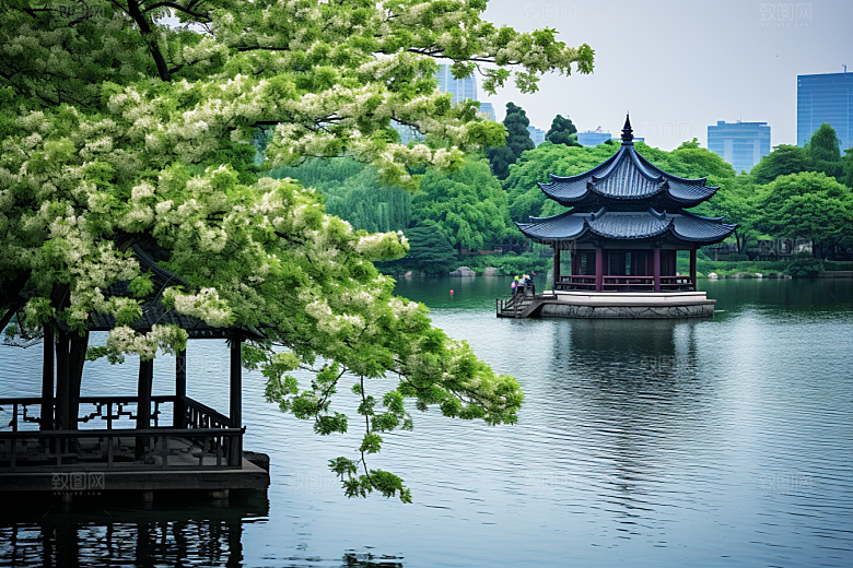 杭州城市风光江南景色摄影图