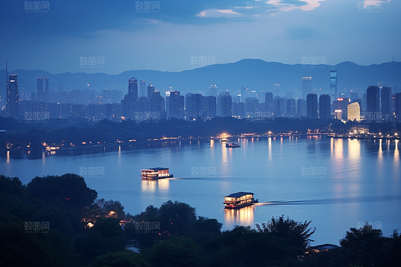 杭州城市风光旅行都市摄影图