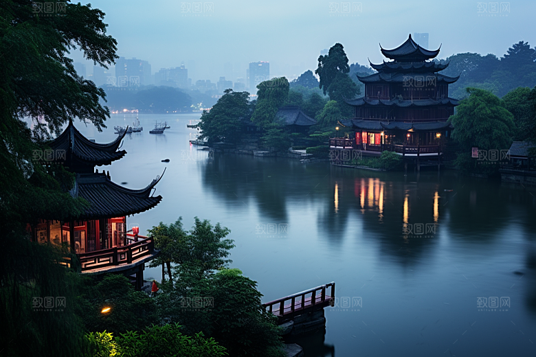 杭州城市风光风景国内游摄影图