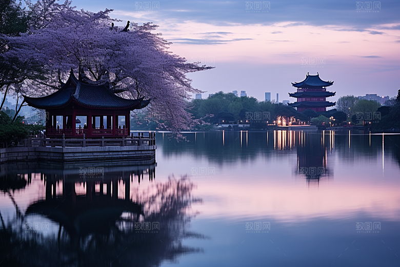 杭州城市风光景点南宋古都摄影图