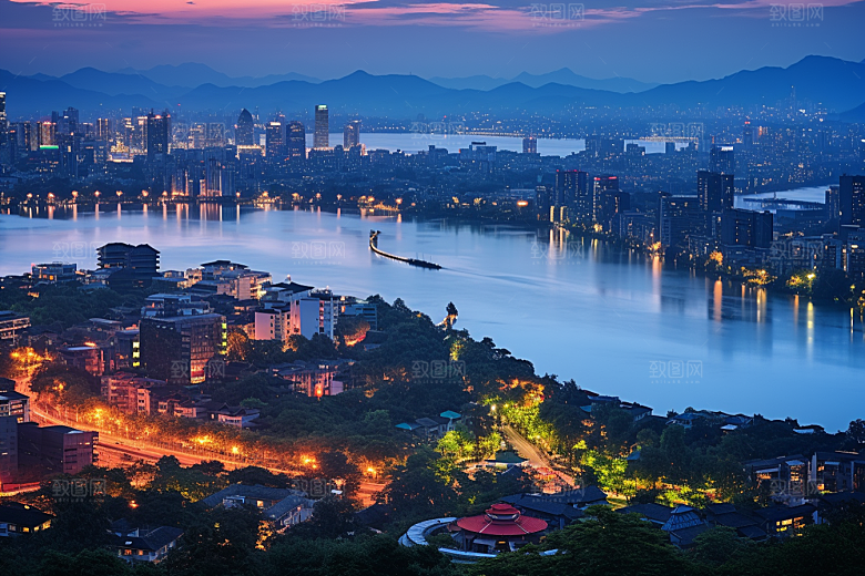 杭州城市风光江南风景摄影图