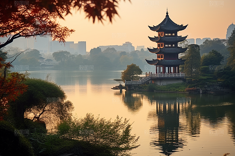 杭州城市风光国内游旅行摄影图