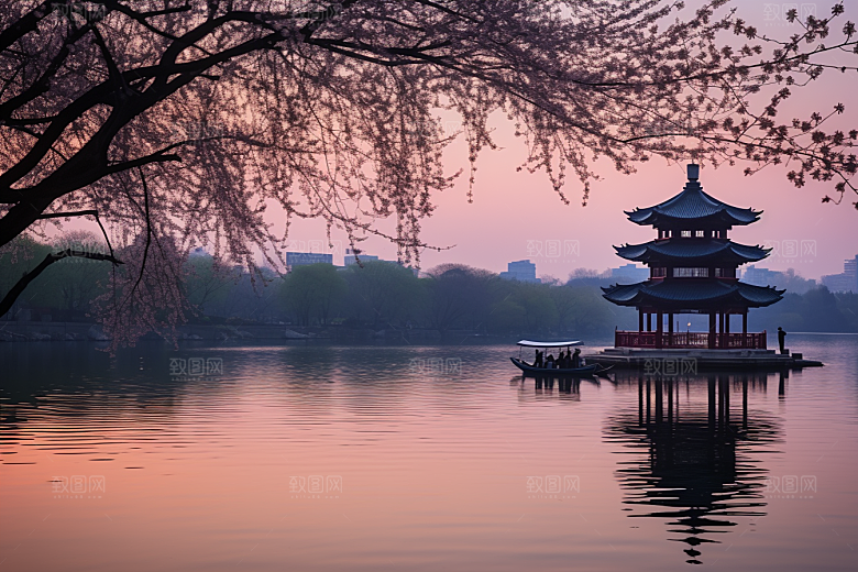 杭州城市风光风景地标摄影图