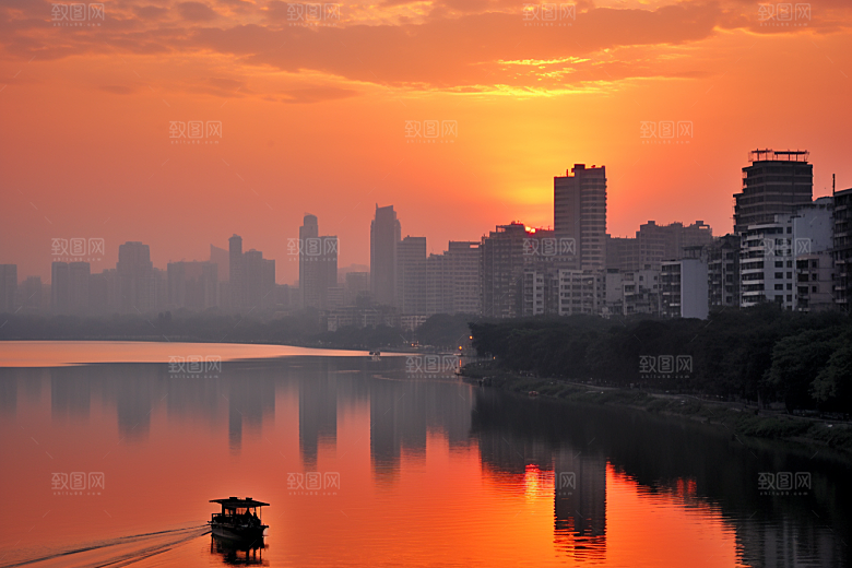 杭州城市风光地标风景摄影图