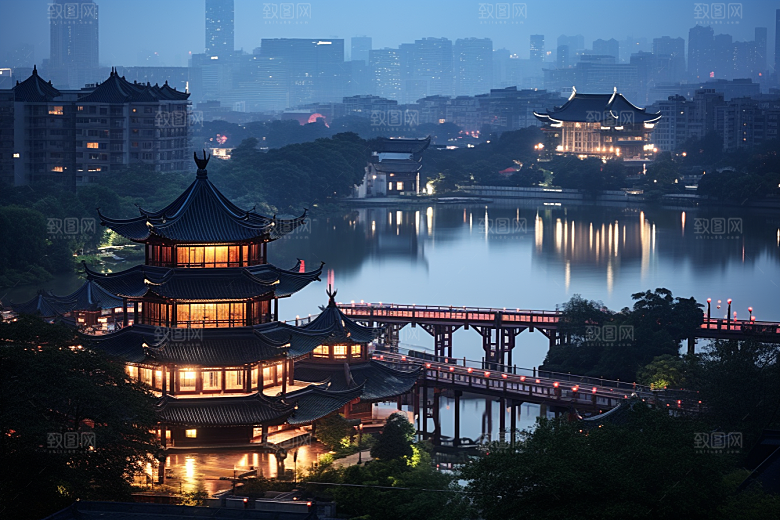 杭州城市风光旅游景色摄影图